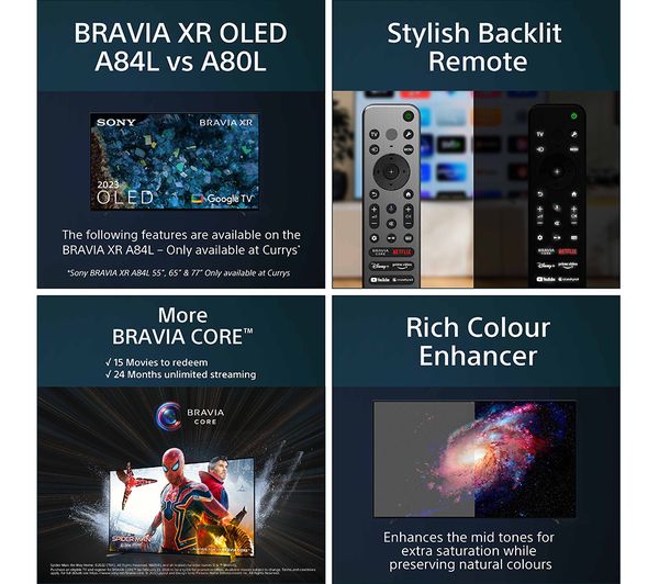 SONY BRAVIA XR-65A84LU 65" Smart 4K Ultra HD HDR OLED TV with Google TV & Assistant