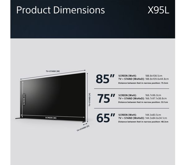 SONY BRAVIA XR-75X95LPU 75" Smart 4K Ultra HD HDR Mini LED TV with Google TV & Assistant