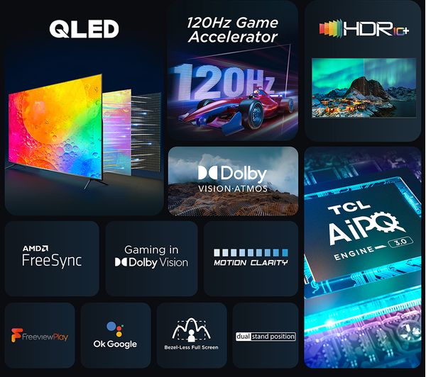 TCL 65C645K 65" Smart 4K Ultra HD HDR QLED TV with Google Assistant
