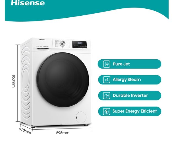 HISENSE 3 Series WFQA9014EVJM 9 kg 1400 rpm Washing Machine - White