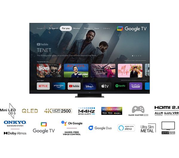 TCL 75C935K 75" Smart 4K Ultra HD HDR Mini LED QLED TV with Google Assistant