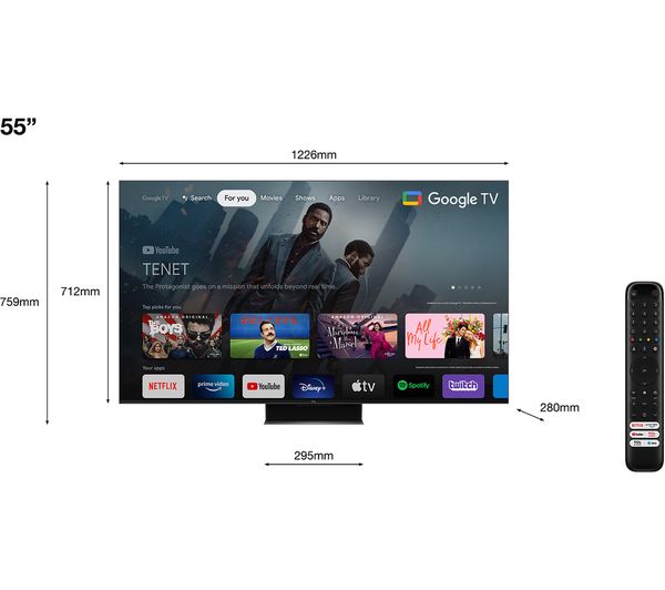 TCL 55C845K 55" Smart 4K Ultra HD HDR Mini LED QLED TV with Google Assistant