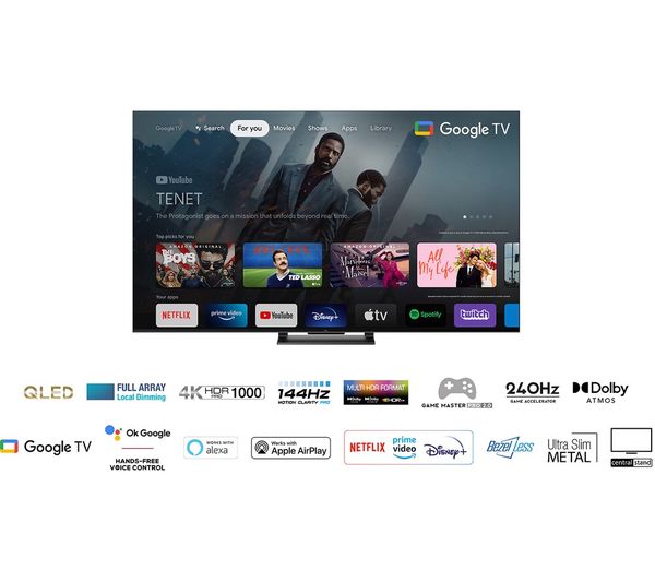 TCL 55C745K 55" Smart 4K Ultra HD HDR QLED TV with Google Assistant