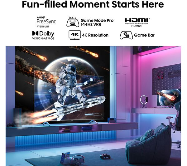 HISENSE 75E7KQTUK PRO 75" Smart 4K Ultra HD HDR QLED TV with Amazon Alexa