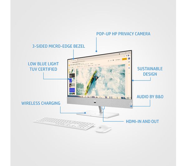 HP Pavilion 24-ca2005na 23.8" All-in-One PC - Intel® Core™ i7 512 GB SSD White