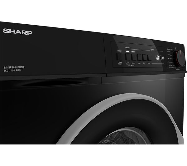 SHARP ES-NFB814BBNA-EN 8 kg 1400 Spin Washing Machine - Black