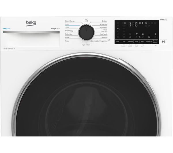 BEKO Pro AquaTech B5W1241AW Bluetooth 12 kg 1400 Spin Washing Machine - White
