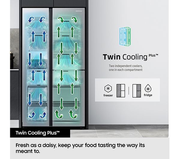 SAMSUNG Series 8 SpaceMax RS68CG885ES9EU American-Style Smart Fridge Freezer - Matte Stainless Steel