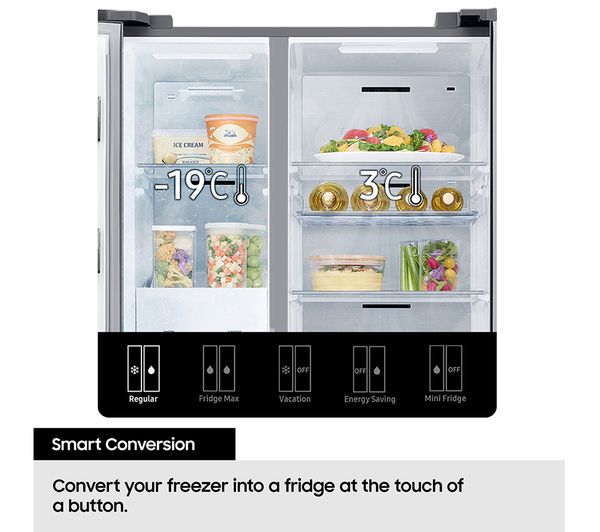 SAMSUNG Series 8 SpaceMax RS68CG885ES9EU American-Style Smart Fridge Freezer - Matte Stainless Steel