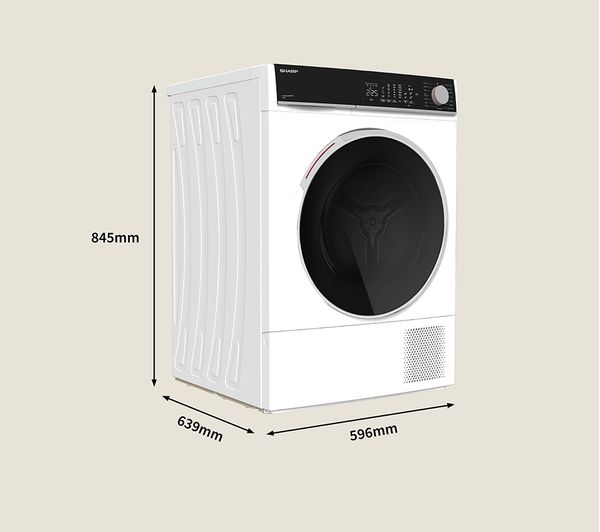 SHARP ES-NHL2S9GW2-EN 12 kg Heat Pump Tumble Dryer - White
