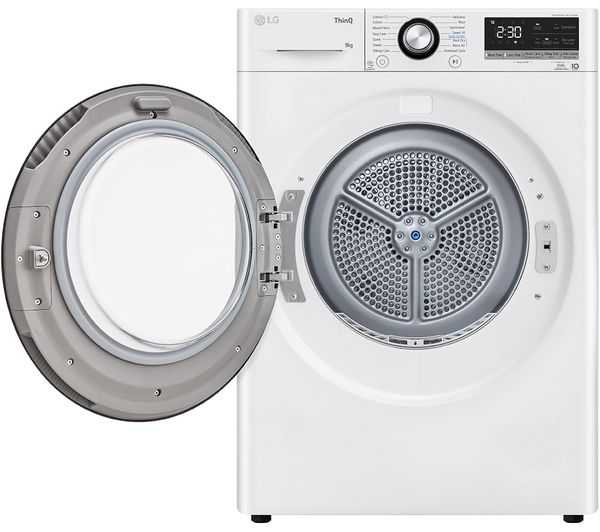 LG Dual Dry FDV309WN WiFi-enabled 9 kg Heat Pump Tumble Dryer - White