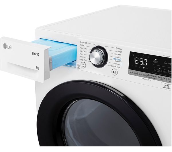 LG Dual Dry FDV309WN WiFi-enabled 9 kg Heat Pump Tumble Dryer - White