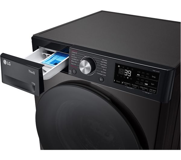 LG TurboWash with AI F4Y711BBTN1 WiFi-enabled 11 kg 1400 Spin Washing Machine - Platinum Black