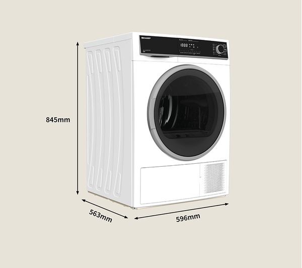 SHARP KD-HHH8S7GW21-EN 8 kg Heat Pump Tumble Dryer - White