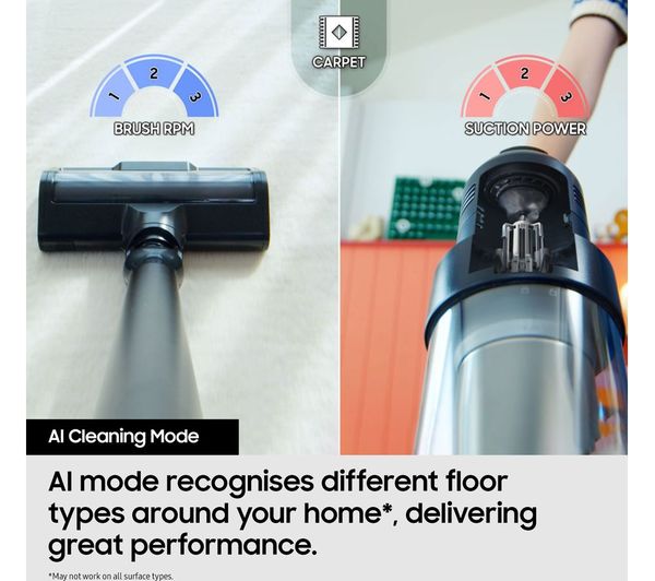 SAMSUNG Bespoke Jet AI Max 280W Cordless Vacuum Cleaner with All-in-One Clean Station – Black Chrometal