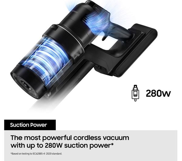 SAMSUNG Bespoke Jet AI Max 280W Cordless Vacuum Cleaner with All-in-One Clean Station – Black Chrometal