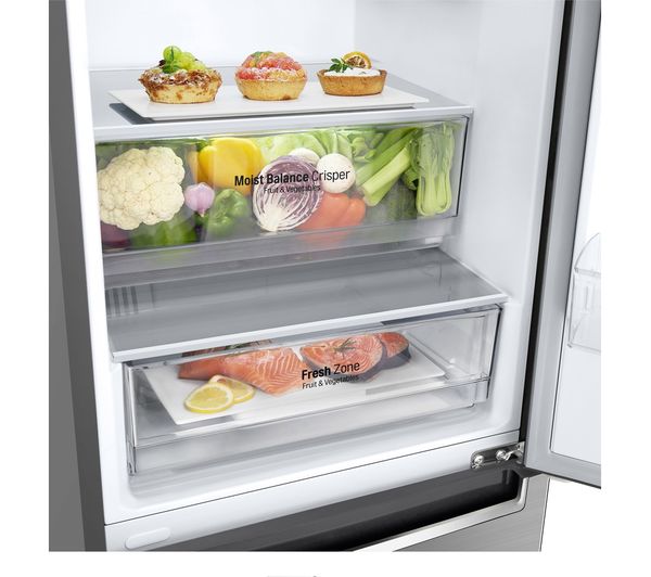 LG NatureFRESH GBF62PZGGN 70 30 Fridge Freezer - Shiny Steel