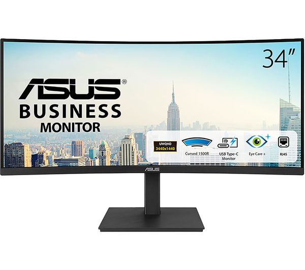 ASUS VA34VCPSN Wide Quad HD 34" Curved VA LED Monitor - Black