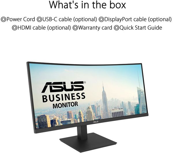 ASUS VA34VCPSN Wide Quad HD 34" Curved VA LED Monitor - Black