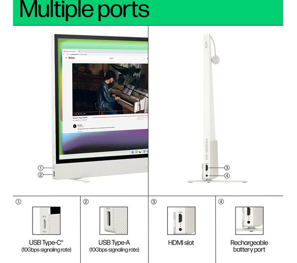 HP Envy Move 23.8" Portable All-in-One PC - Intel® Core™ i5 512 GB SSD White