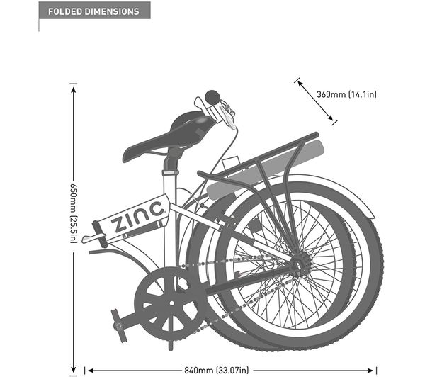 ZINC Eco Pro 20" Electric Folding Bike - Black