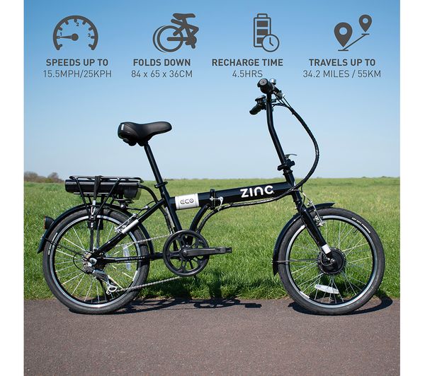 ZINC Eco Pro 20" Electric Folding Bike - Black