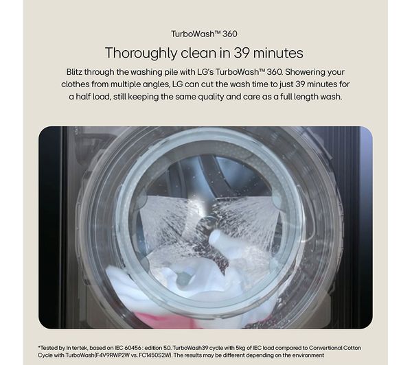 LGE TurboWash 360 with AI F4C510GBTN1 10 kg 1400 Spin Washing Machine - Slate Grey