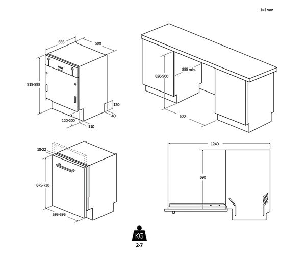 CANDY CI 3E53E0W-80 Full-size Fully Integrated Dishwasher