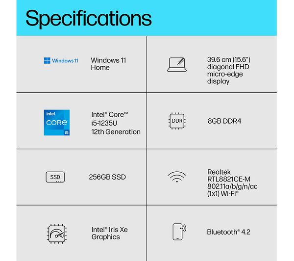 HP 15s-fq5510sa 15.6" Laptop - Intel® Core™ i5 256 GB SSD Silver