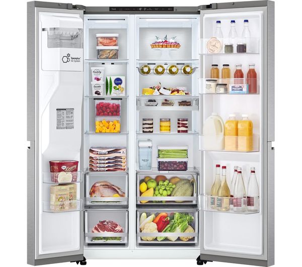 LG NatureFRESH GSLV91MBAC American-Style Smart Fridge Freezer - Metal Sorbet