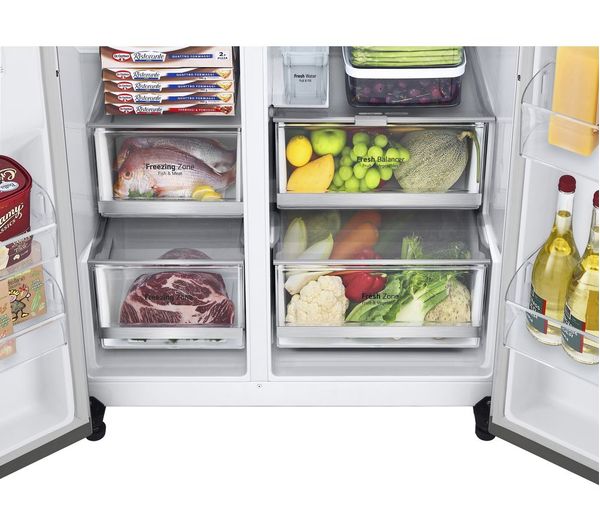 LG NatureFRESH GSLV91MBAC American-Style Smart Fridge Freezer - Metal Sorbet