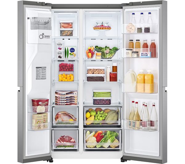 LG NatureFRESH GSLV70PZTD American-Style Smart Fridge Freezer - Shiny Steel