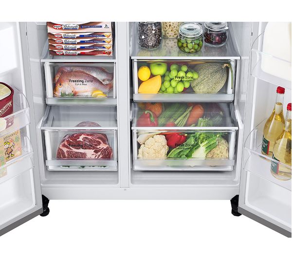 LG NatureFRESH GSLV70PZTD American-Style Smart Fridge Freezer - Shiny Steel