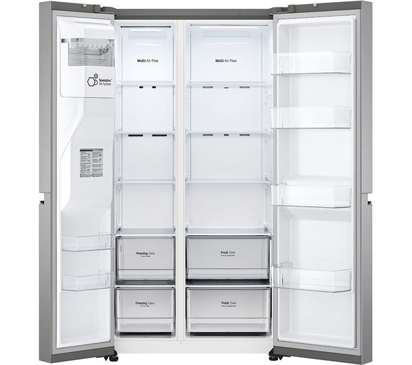 LG NatureFRESH GSLV70PZTD American-Style Smart Fridge Freezer - Shiny Steel