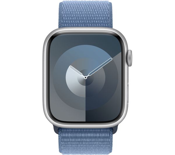 APPLE Watch Series 9 Cellular - 45 mm Silver Aluminium Case with Winter Blue Sport Loop
