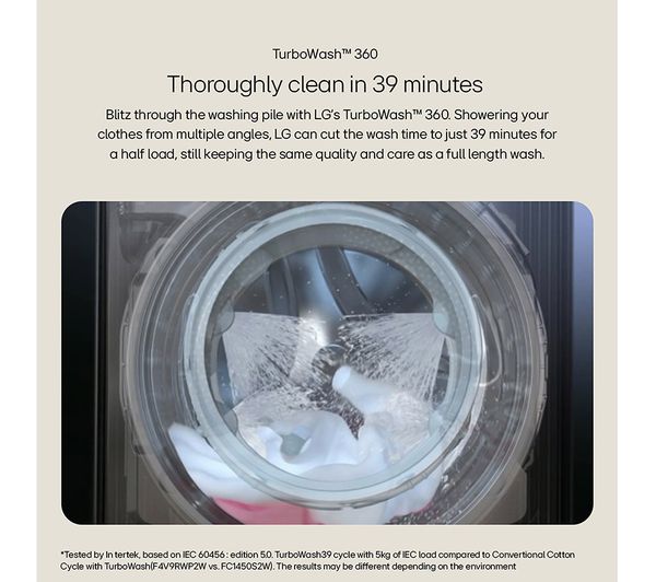 LG TurboWash 360 F4Y713BBTN1 WiFi-enabled 13 kg 1400 Spin Washing Machine - Platinum Black