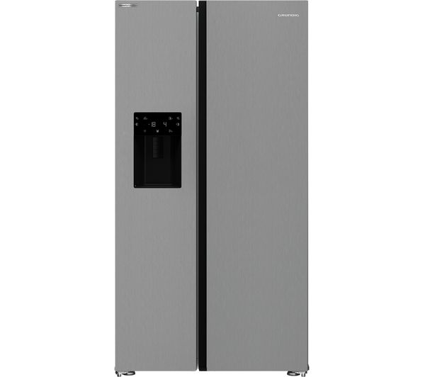 GRUNDIG GSBSPDM5FVN American-Style Fridge Freezer - Brushed Steel