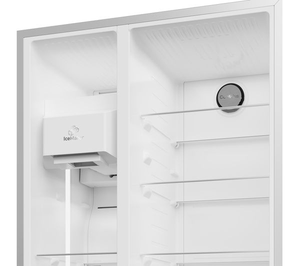 GRUNDIG GSBSPDM5FVN American-Style Fridge Freezer - Brushed Steel