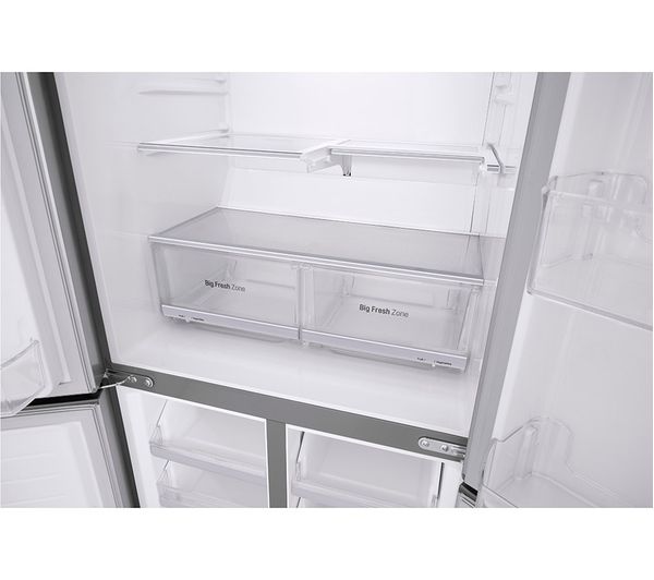 LG NatureFRESH GMB844PZ4E Slim American-Style Fridge Freezer - Shiny Steel