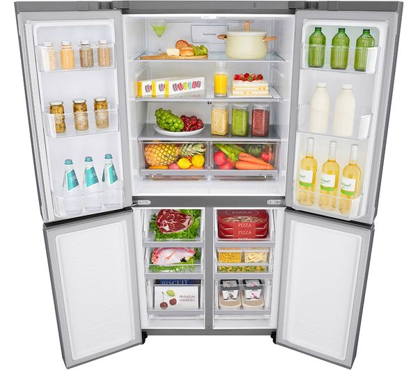 LG NatureFRESH GMB844PZ4E Slim American-Style Fridge Freezer - Shiny Steel