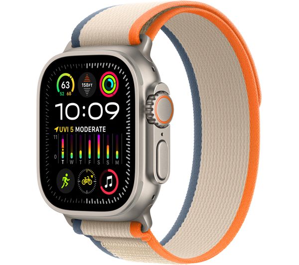 APPLE Watch Ultra 2 Cellular - 49 mm Titanium Case with Orange & Beige Trail Loop M L