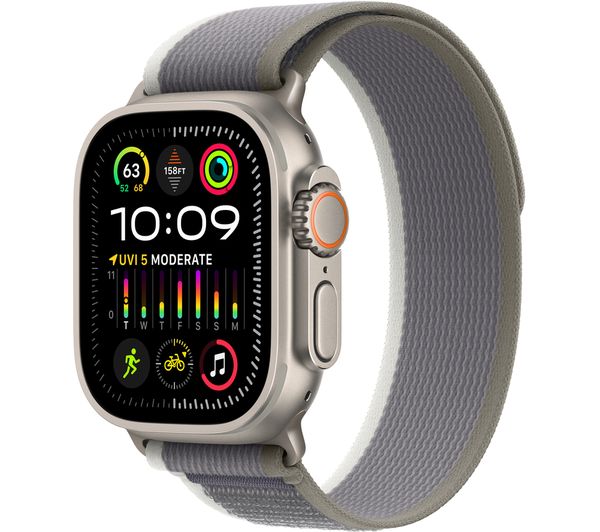 APPLE Watch Ultra 2 Cellular - 49 mm Titanium Case with Grey & Green Trail Loop S M