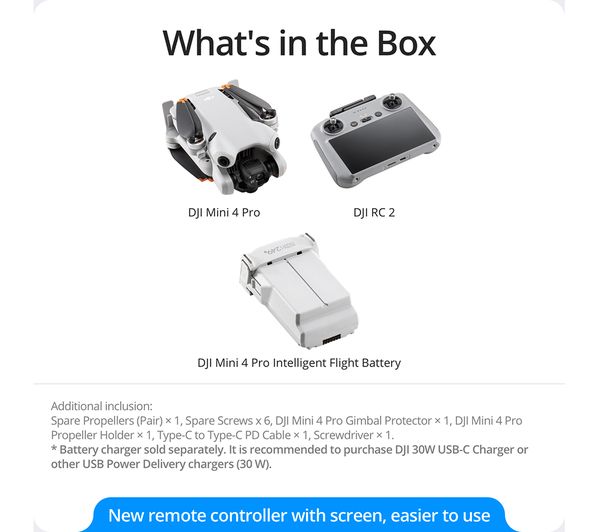 DJI Mini 4 Pro Drone with RC 2 Controller - Grey