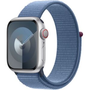 APPLE Watch Series 9 Cellular - 41 mm Silver Aluminium Case with Winter Blue Sport Loop