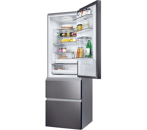 HAIER HTW5618EWMP Smart Fridge Freezer - Platinum Inox