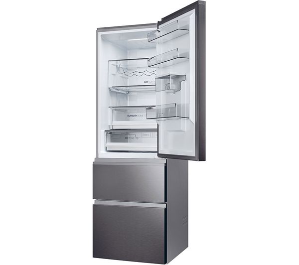 HAIER HTW5618EWMP Smart Fridge Freezer - Platinum Inox