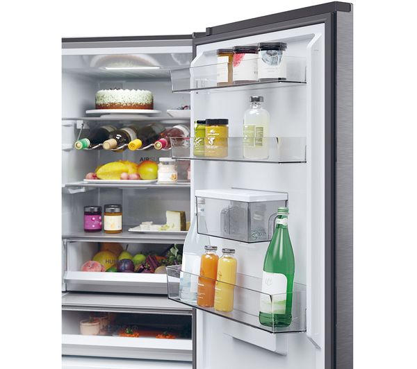 HAIER HTW5618EWMP Smart Fridge Freezer - Platinum Inox