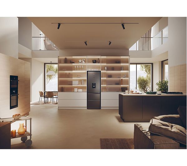 HAIER HTW5618EWMP Smart Fridge Freezer - Platinum Inox