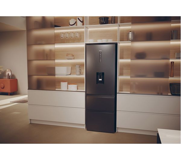 HAIER HTW5618EWMP Smart Fridge Freezer - Platinum Inox