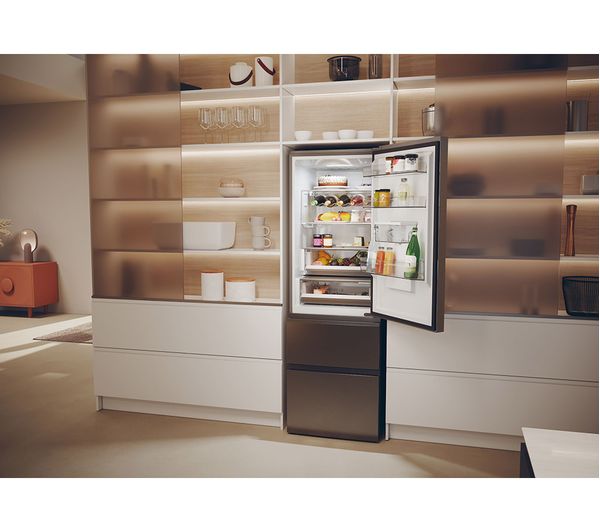 HAIER HTW5618EWMP Smart Fridge Freezer - Platinum Inox